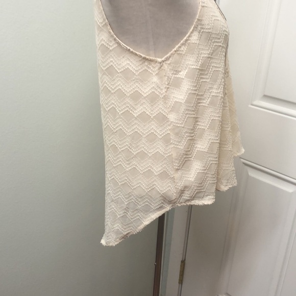 ASTR Chevron Bronze Studded Embellished Flowy High Low Tank Medium Cream - Picture 6 of 11